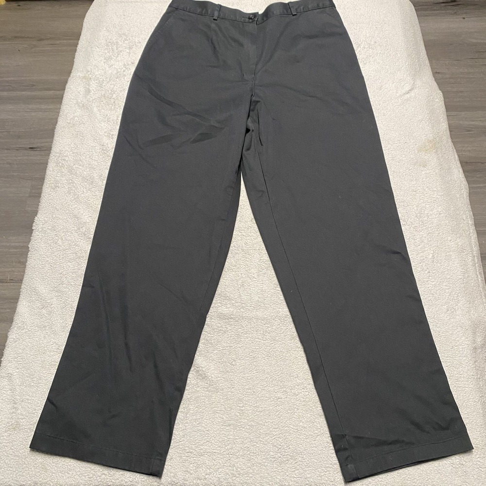 LL Bean Bayside Pants Womens 10 Black Wrinkle Free Elastic Waist‎ High Rise